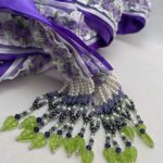 Wedding ceremony handfasting cord, 9 ft x 1.5 inches, shades of purple, beaded fringe